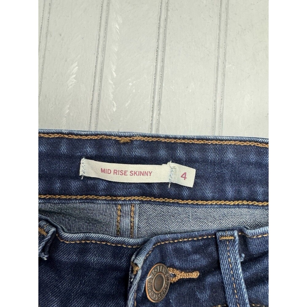 Levis Size 4 Womens Jeans Mid Rise Skinny Dark Wash Stretch - Picture 2 of 3